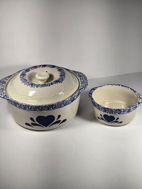 Vintage Corelle Stoneware Casserole Crock 1.5 Quart Baking Dish w/ Serving Dish